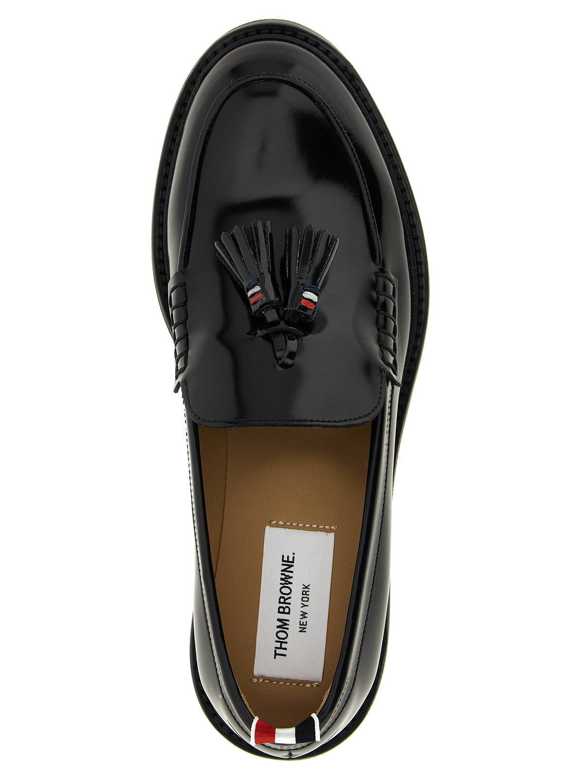 Mocassins à enfiler en cuir de veau noir Thom Browne