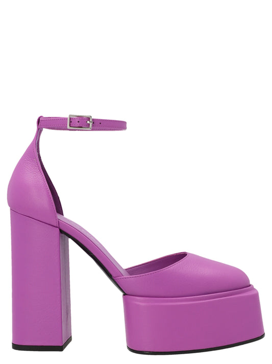 Escarpins à talons hauts en cuir violet 3Juin