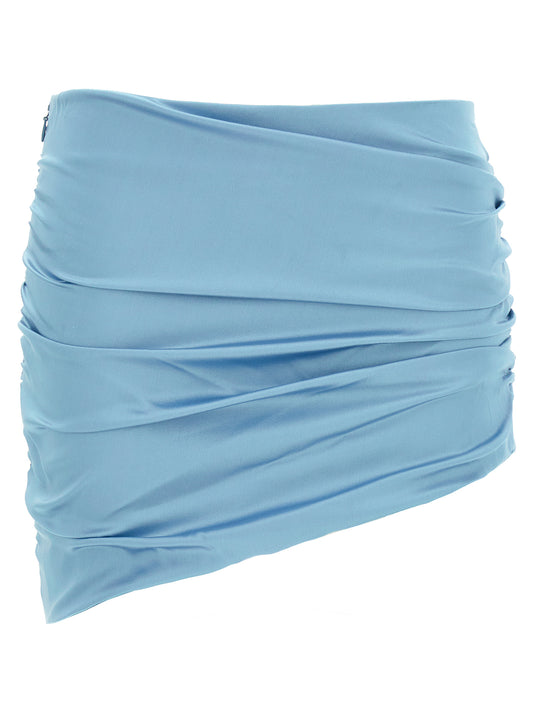 Alessandra Rich Jupe longue en soie bleue