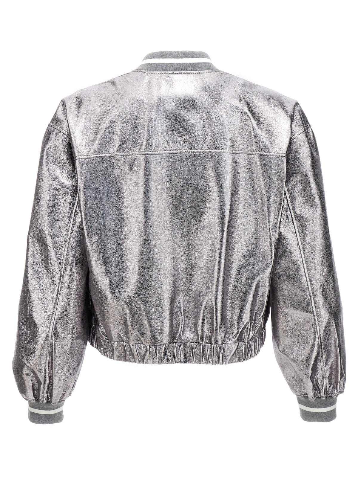 Brunello Cucinelli Bomber aus silberfarbenem Leder