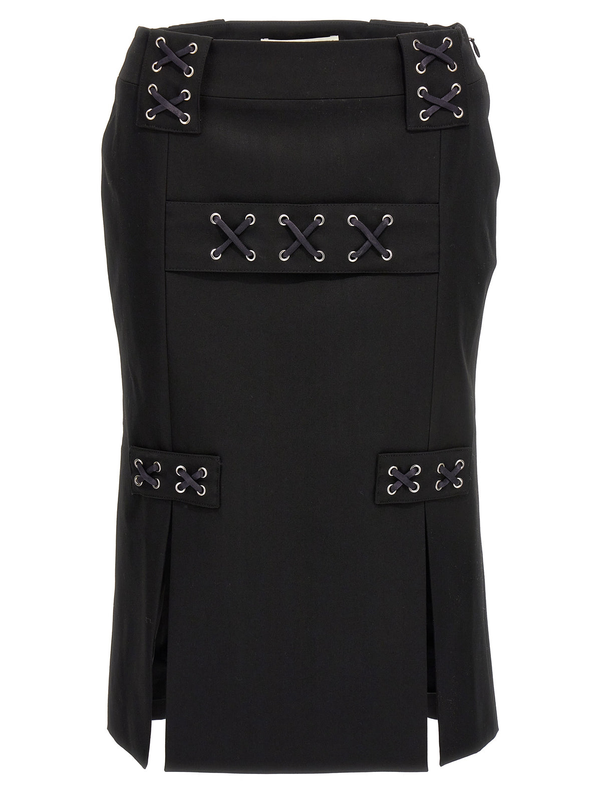 Falda midi de lana negra Alessandra Rich