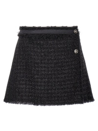 Versace Black Virgin Wool Long Skirt