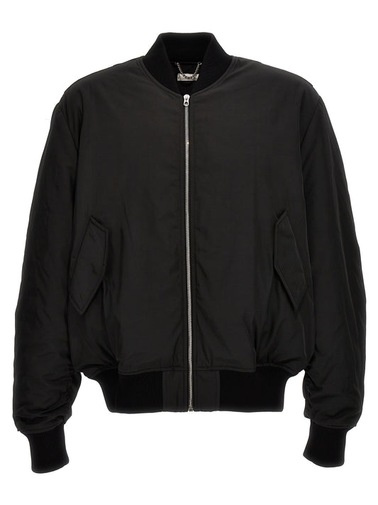 Blouson aviateur noir en polyester, Studio, 1989