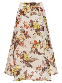 Gonna midi Zimmermann in lino multicolore
