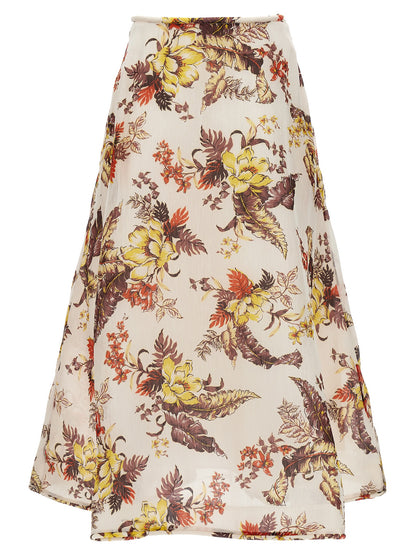 Gonna midi Zimmermann in lino multicolore