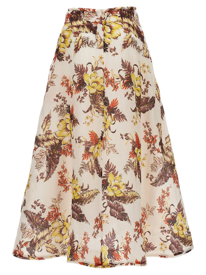 Gonna midi Zimmermann in lino multicolore