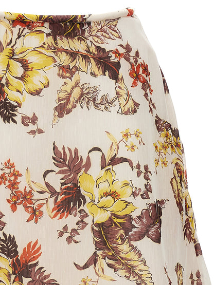 Gonna midi Zimmermann in lino multicolore