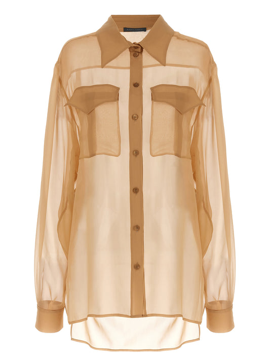 Chemisier en soie beige Alberta Ferretti