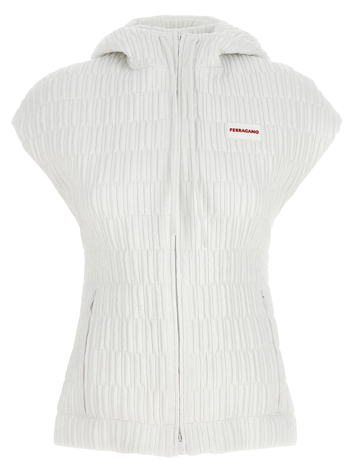 Giacca smanicata Ferragamo in poliammide bianco