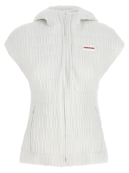 Giacca smanicata Ferragamo in poliammide bianco