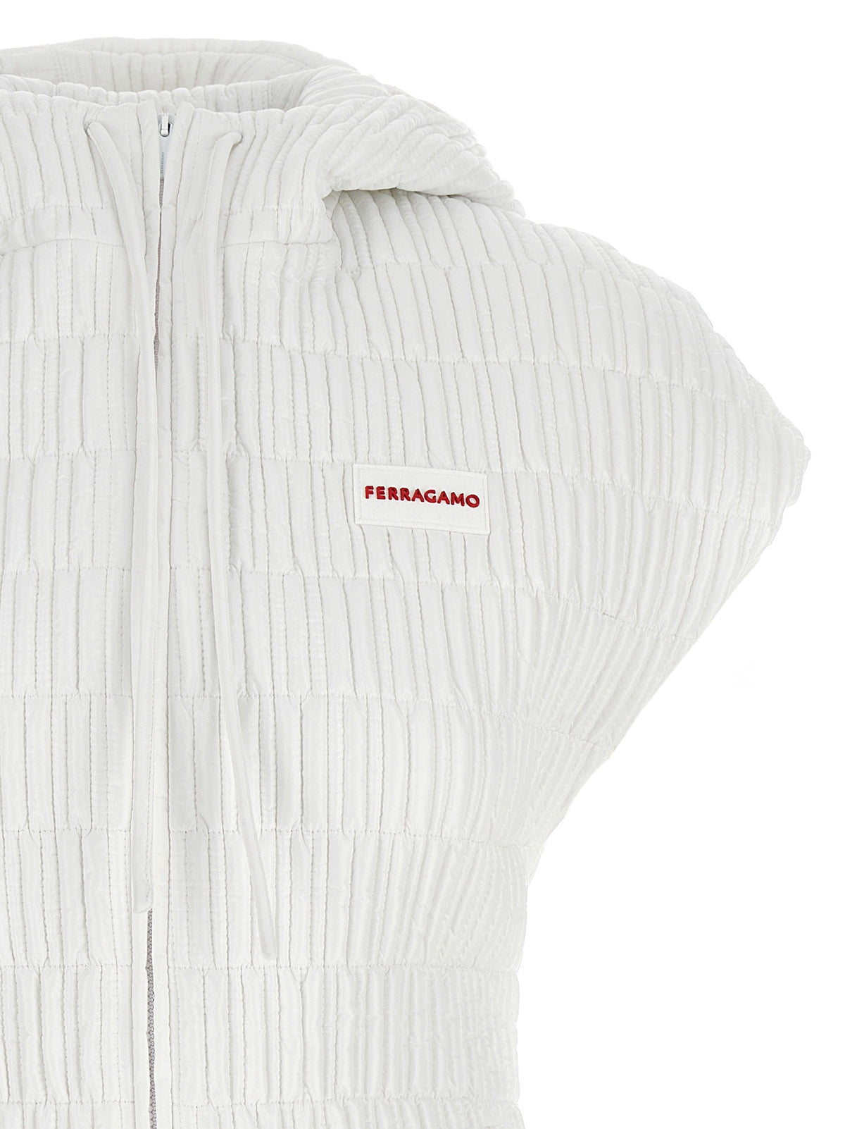 Giacca smanicata Ferragamo in poliammide bianco