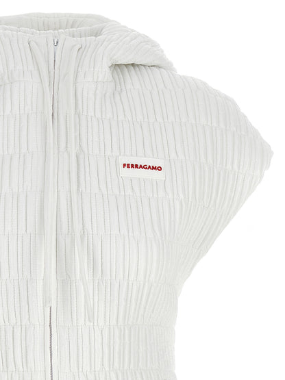 Giacca smanicata Ferragamo in poliammide bianco