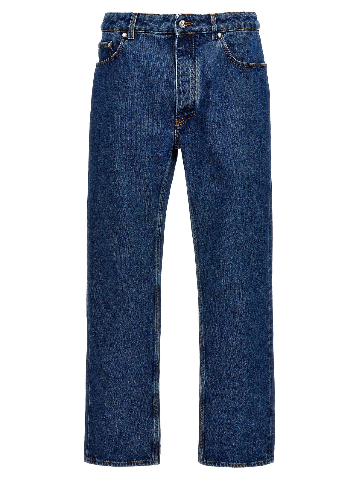 Jeans a gamba dritta in cotone blu Palm Angels