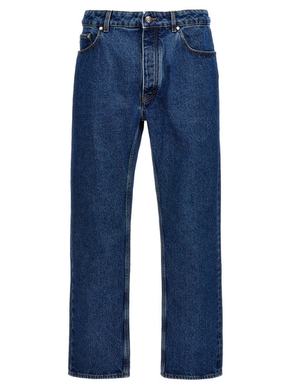 Jeans a gamba dritta in cotone blu Palm Angels