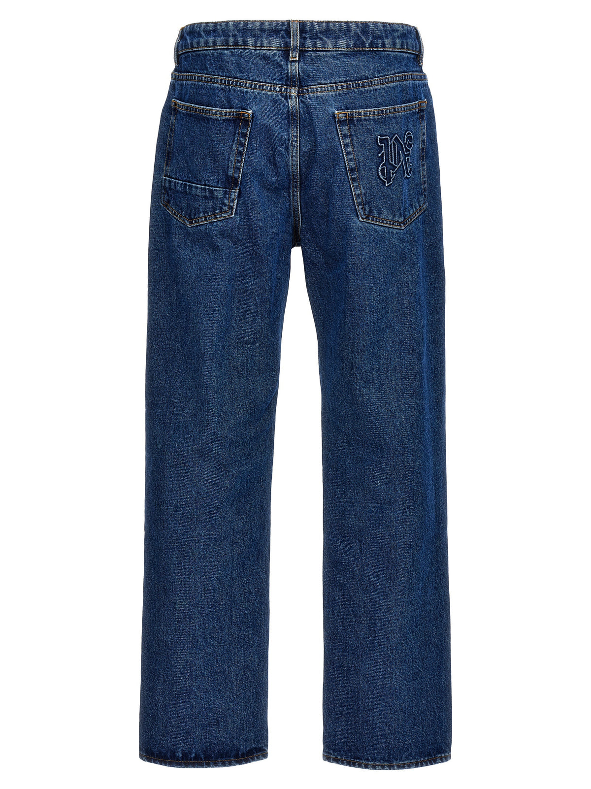 Jeans a gamba dritta in cotone blu Palm Angels