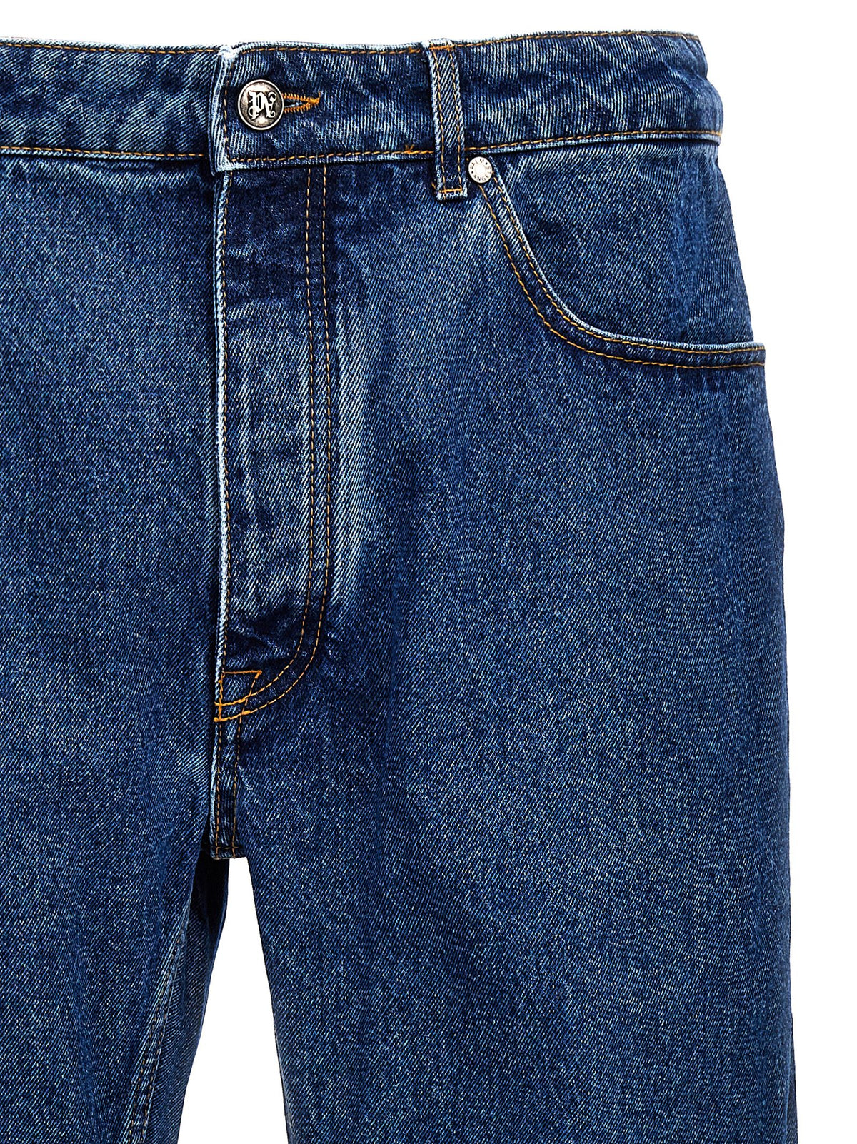 Jeans a gamba dritta in cotone blu Palm Angels