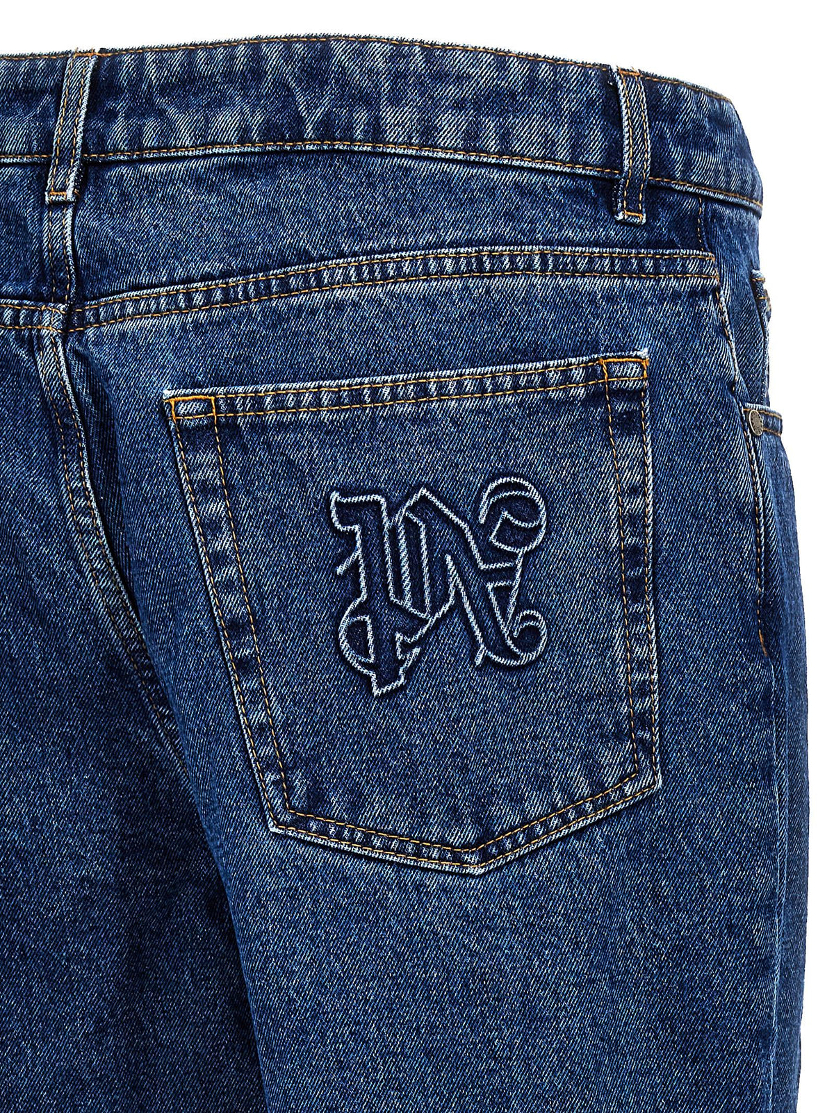 Jeans a gamba dritta in cotone blu Palm Angels