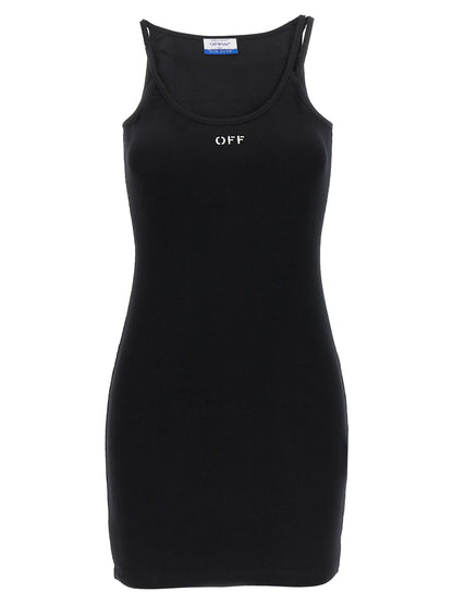 Abito corto in cotone nero Off-White
