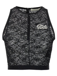 T-shirt sans manches noir en polyamide Alessandra Rich