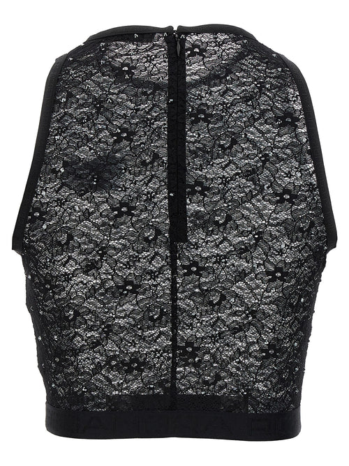 Camiseta sin mangas de poliamida negra Alessandra Rich