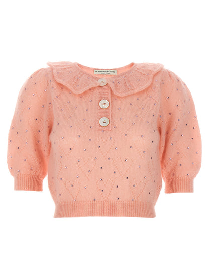 Cardigan en Laine Multicolore Alessandra Rich