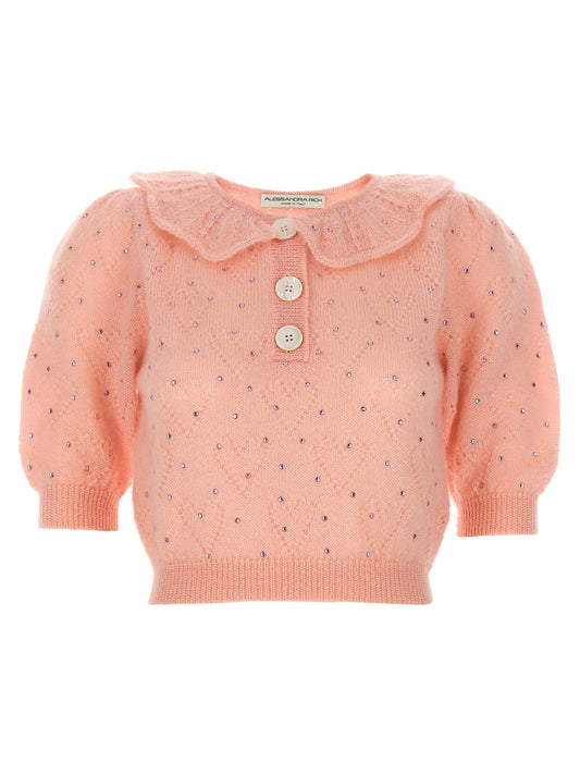 Cardigan en Laine Multicolore Alessandra Rich