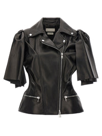 Alexander McQueen Black Lamb Leather Sleeveless Jacket