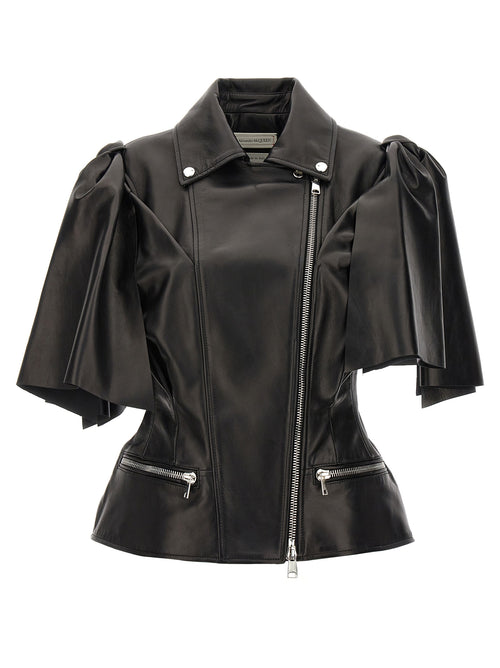 Alexander McQueen Schwarze ärmellose Jacke aus Lammleder