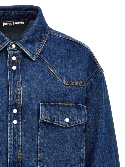 Blouson en jean bleu polyester Palm Angels