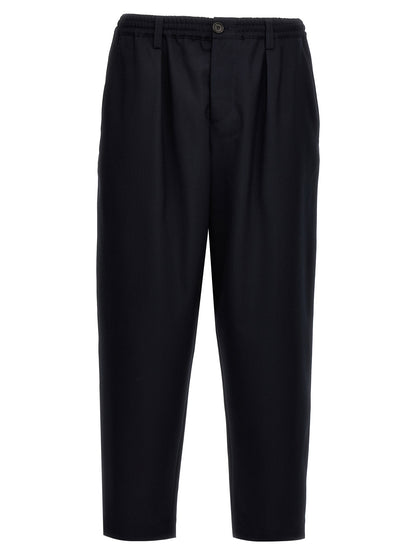 Pantaloni corti in lana vergine blu Marni