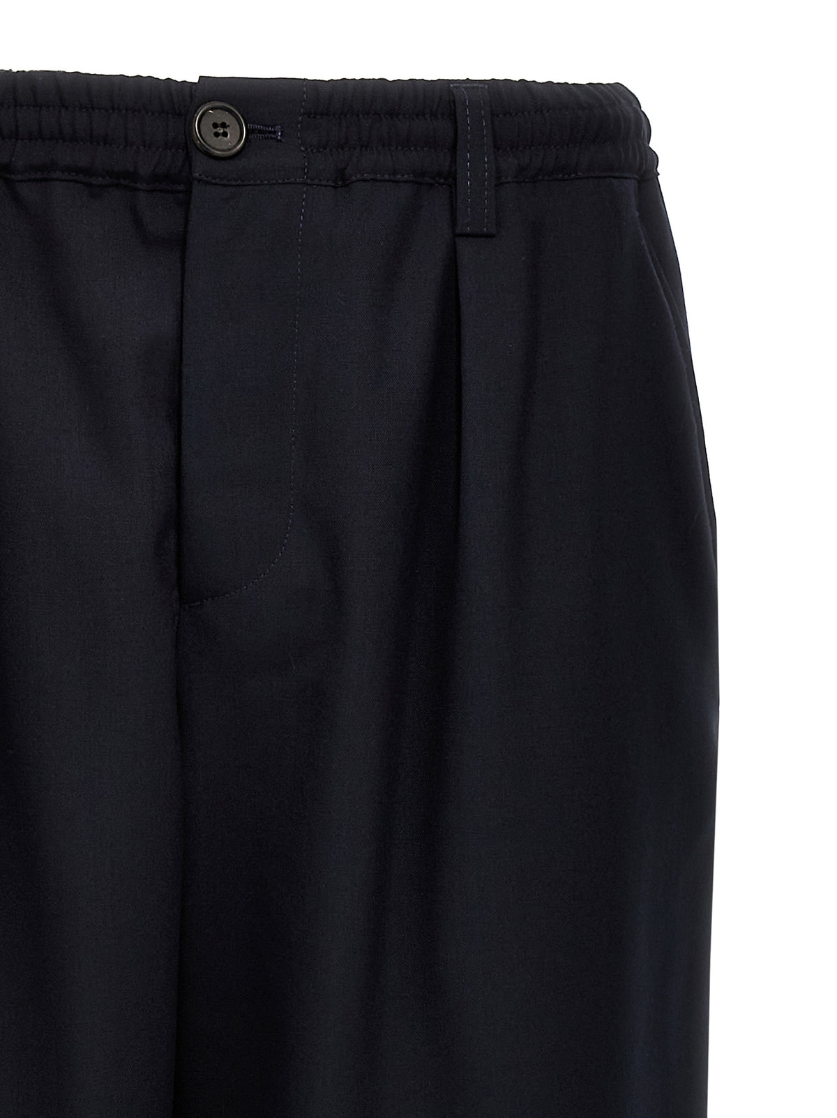 Pantaloni corti in lana vergine blu Marni
