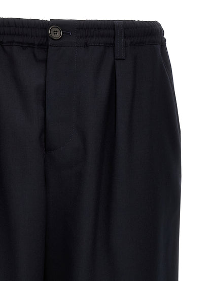 Pantaloni corti in lana vergine blu Marni