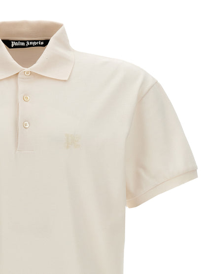 Polo in poliestere bianca Palm Angels