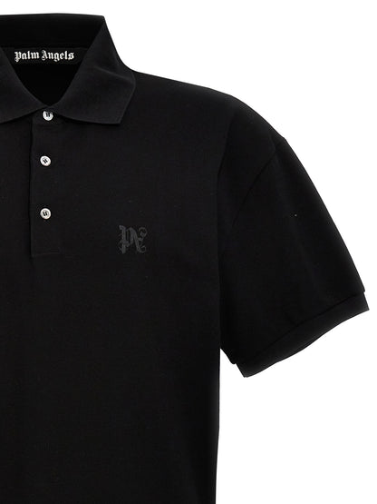 Palm Angels Polo en polyester noir