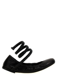 RENE CAOVILLA Black Lamb Leather Ballet Flats