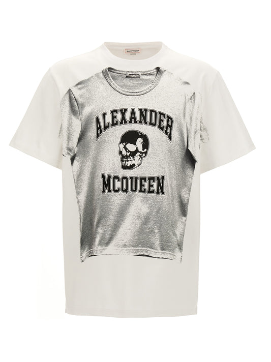 T-shirt bicolore en coton Alexander McQueen