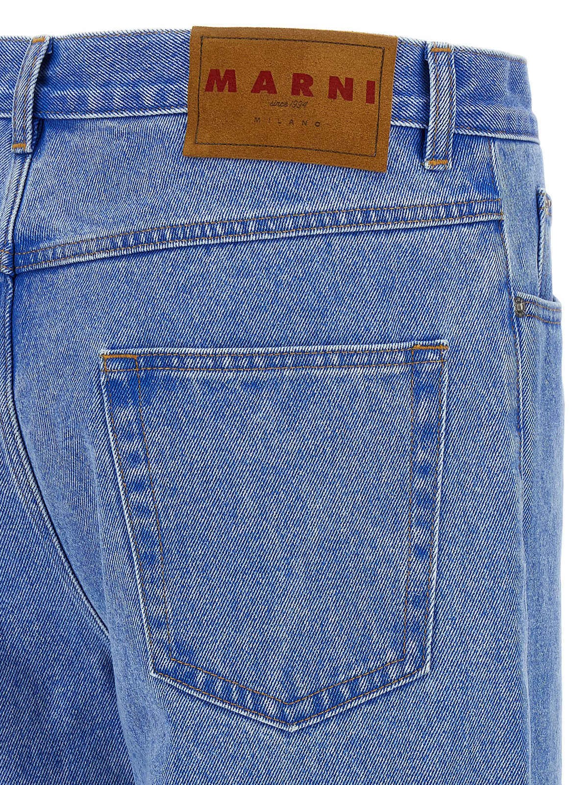 Jeans in denim di cotone blu Marni