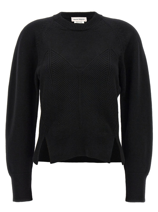 Cardigan en laine noire Alexander McQueen