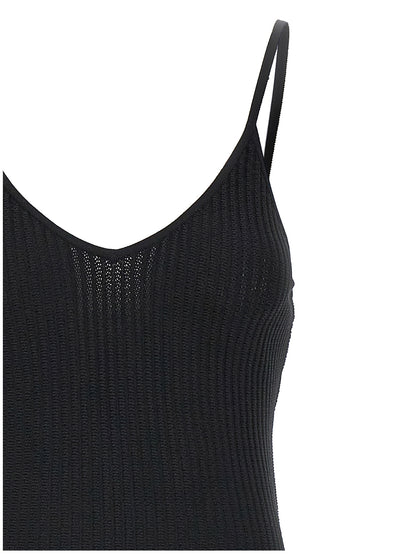 Khaite Abito Midi Nero in Viscosa