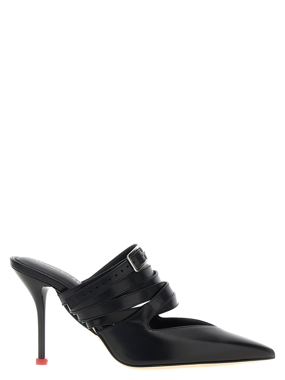 Alexander McQueen zwarte leren mules met hak