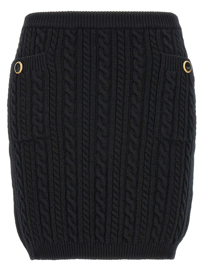 Jupe longue en laine noire Alessandra Rich