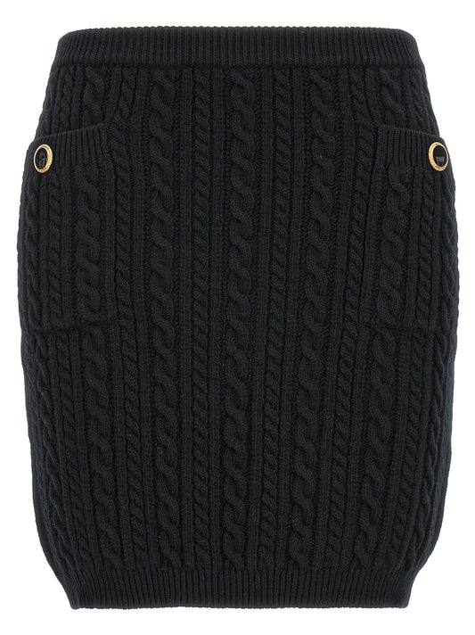 Jupe longue en laine noire Alessandra Rich