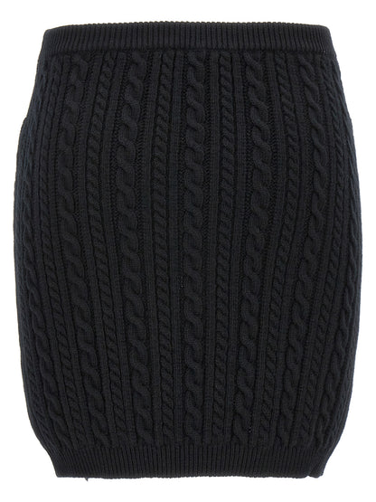 Jupe longue en laine noire Alessandra Rich