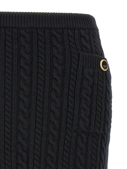 Jupe longue en laine noire Alessandra Rich