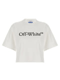 Off-White T-shirt Cropped Bianca in Cotone