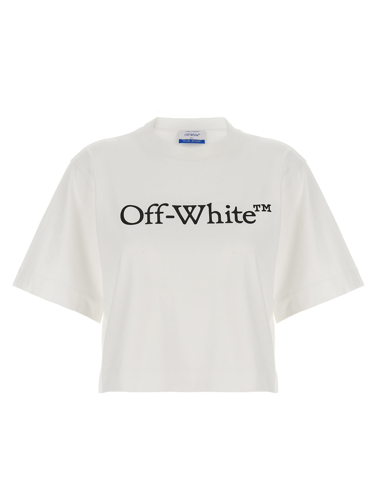 Off-White T-shirt Cropped Bianca in Cotone