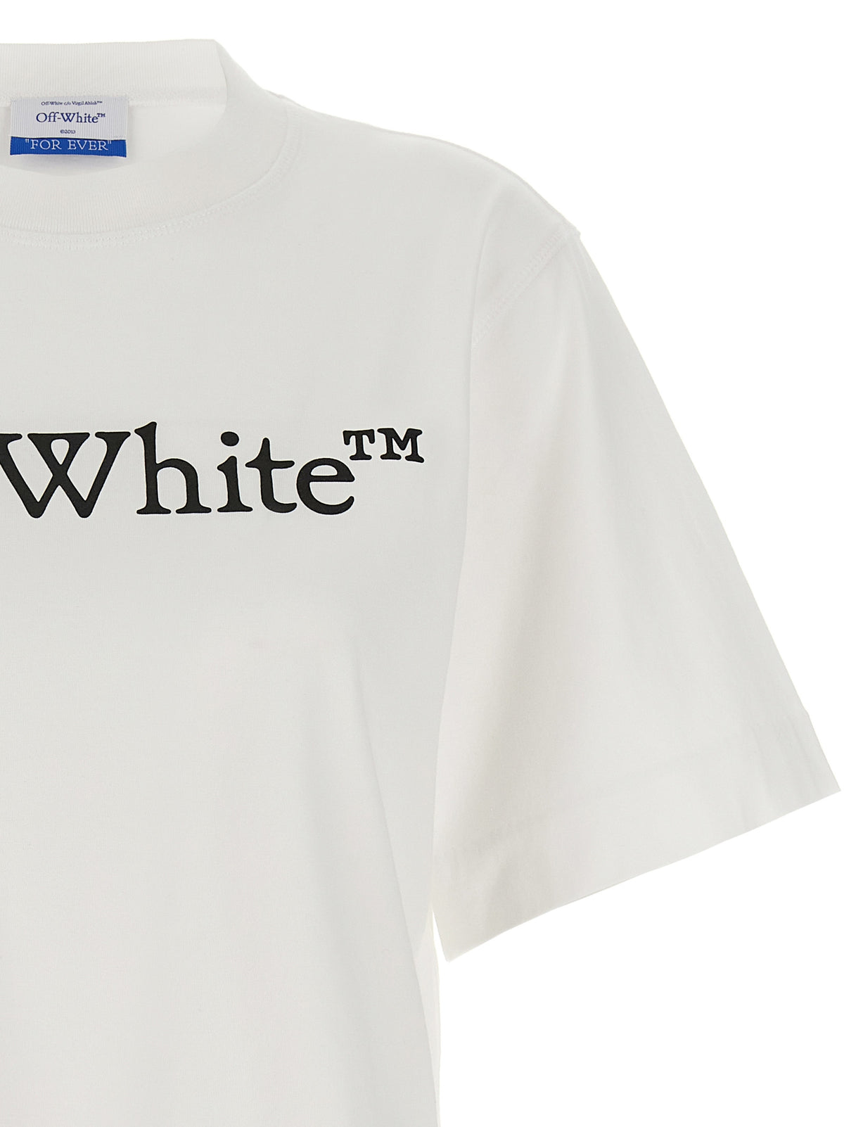 Off-White T-shirt Cropped Bianca in Cotone