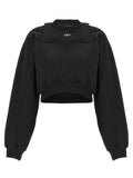 Felpa cropped bicolore in cotone Off-White