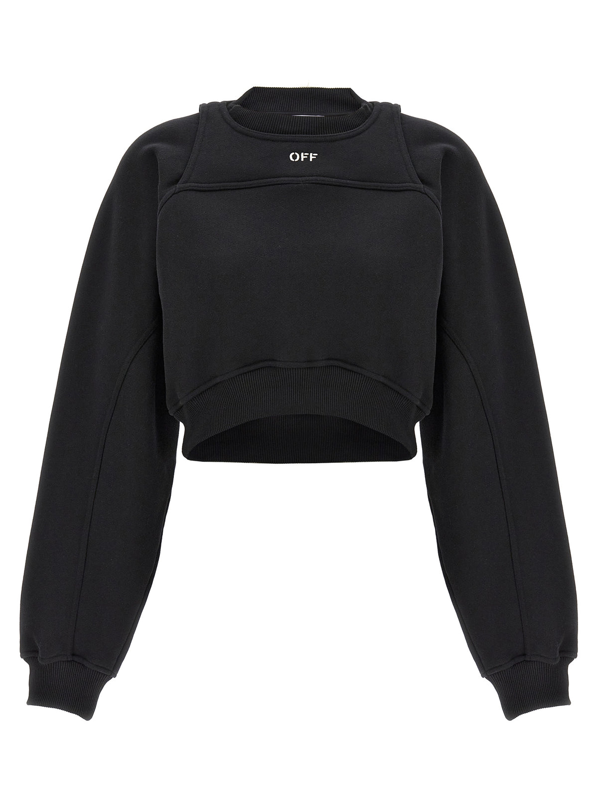 Felpa cropped bicolore in cotone Off-White