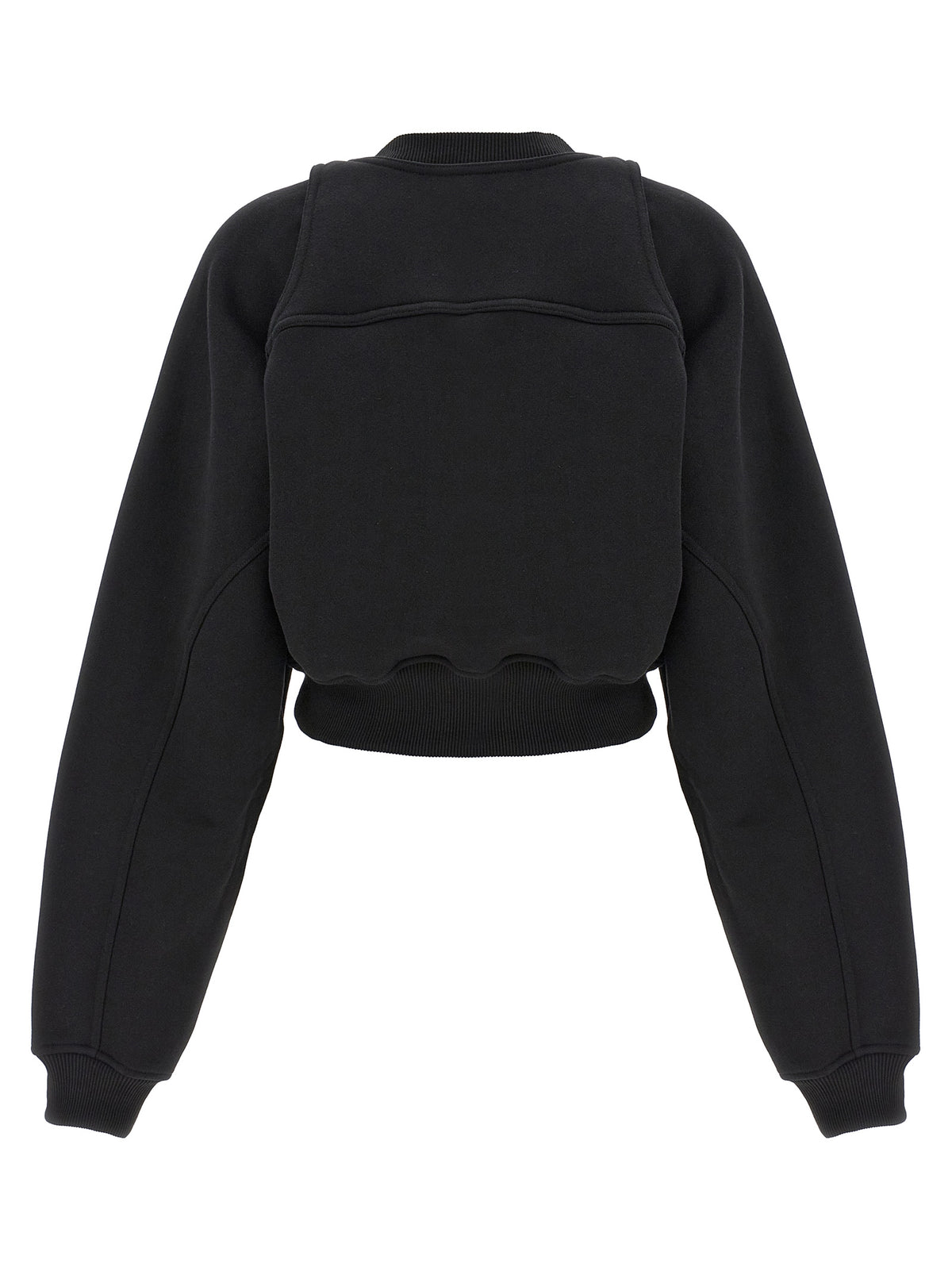 Felpa cropped bicolore in cotone Off-White